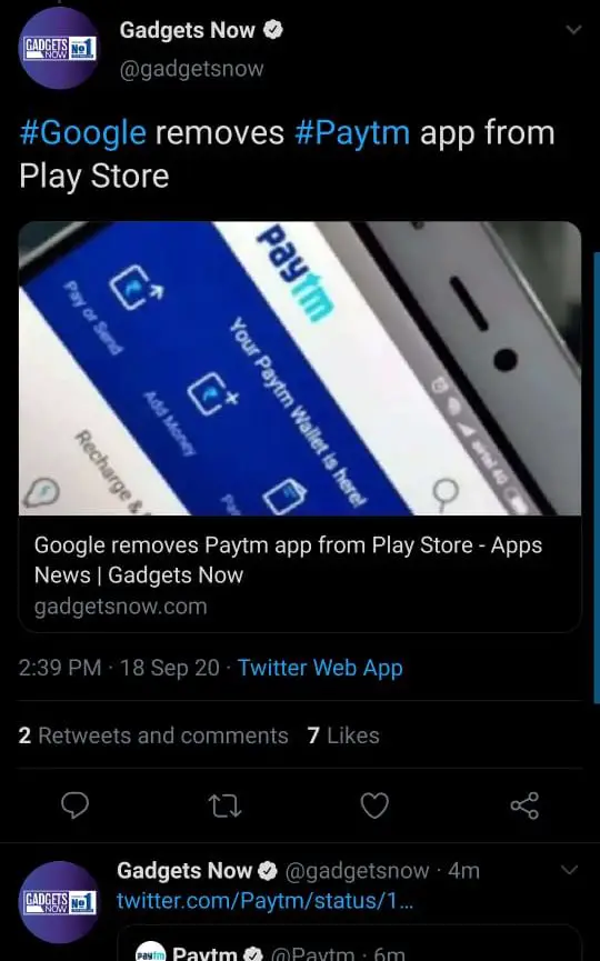 Google removes the Paytm app from the Play Store