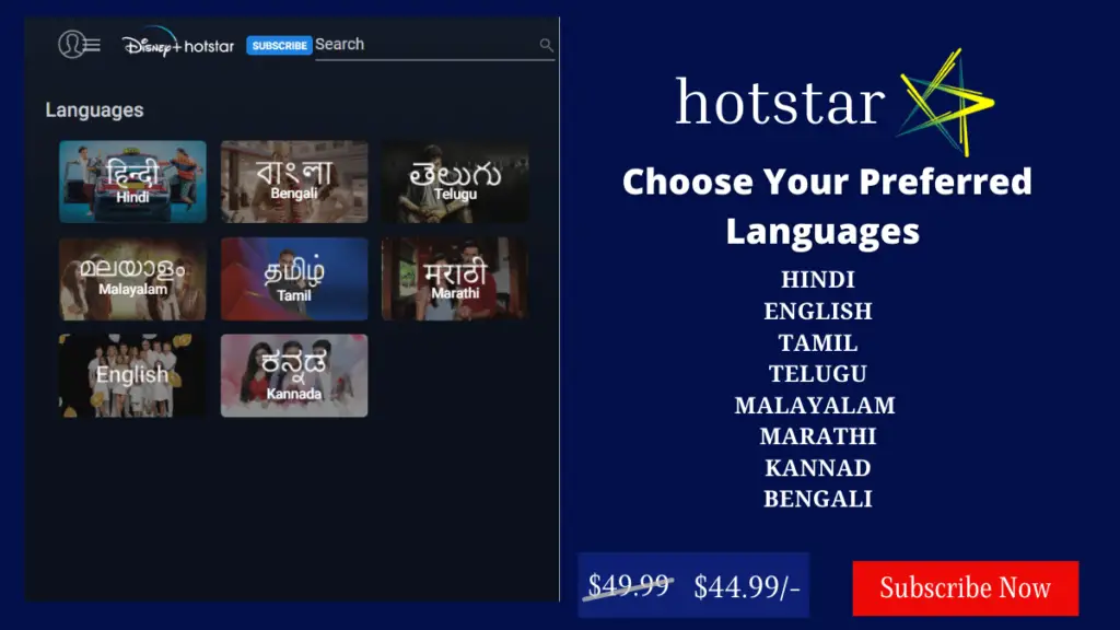 Hotstar Languages 