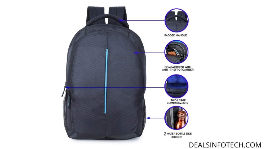 Prajo Black Polyester 21 LITRE School Backpack & Laptop Bag