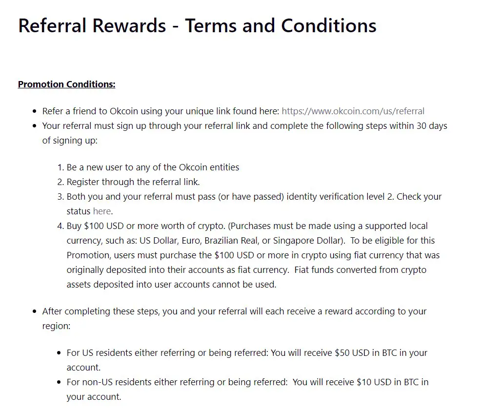 OKCoin refer a friend term and condition