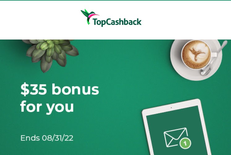 TopCashback Sign up bonus