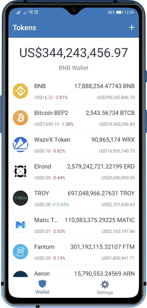 Select crypto on Trust Wallet