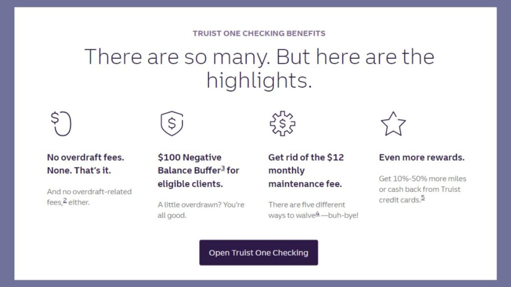 Truist Bank One Checking Benefits